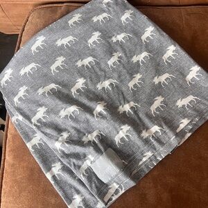 Gray Moose Patterned Blanket